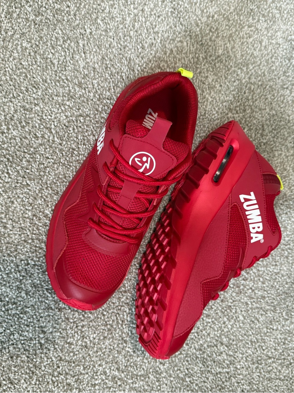 NWT Zumba Fitness Women Red Training Sneakers with Yellow Pull Tab